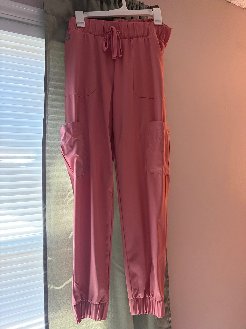 Hanes Pink scrub Cargo Jogger Pants